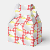 Osterküken in Eiern auf Gingham Geschenkschachtel (Rückseite)