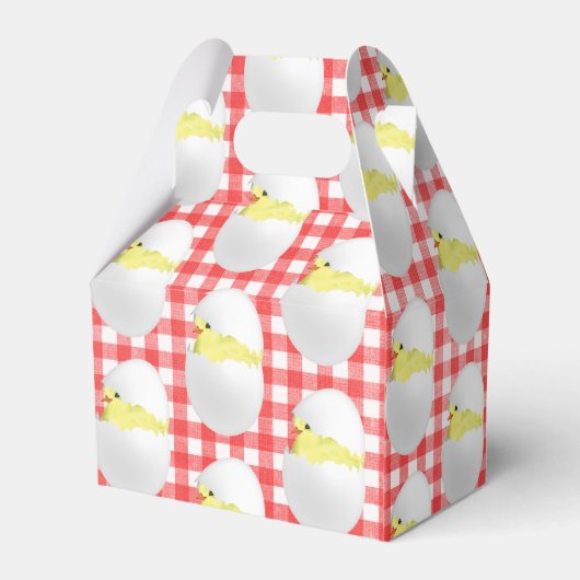 Osterküken in Eiern auf Gingham Geschenkschachtel (Rückseite)