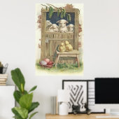 Osterküken Lamm Scheune Bunt Bemaltes Ei Poster (Heimbüro)