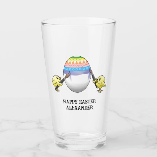 Osterküken malen das Osterei Glas (Vorderseite)