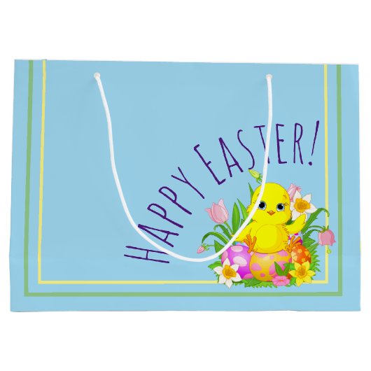 Osterküken mit Blume Große Geschenktüte (Rückseite)