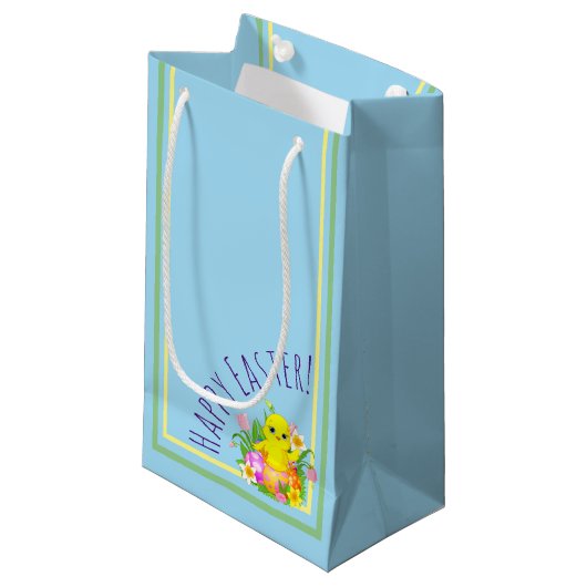 Osterküken mit Blume Kleine Geschenktüte (Vorderseite Schrägansicht)