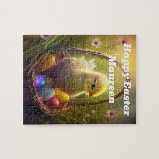 Osterküken mit Eierkörbe Personalisiert Puzzle (Horizontal)