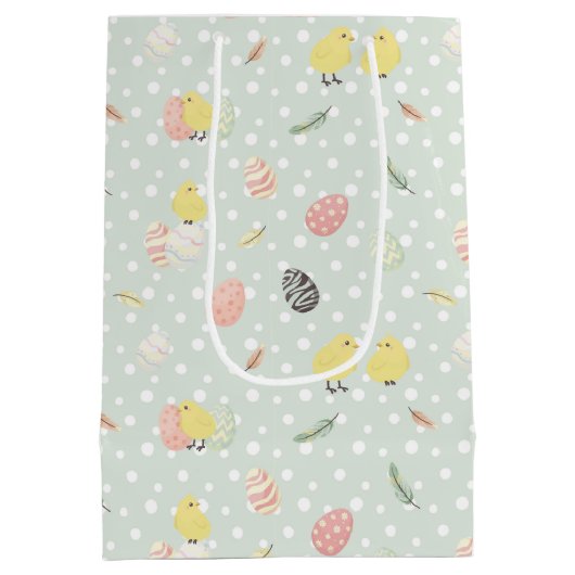 Osterküken und -eier - mittelgroße Geschenktasche Mittlere Geschenktüte (Rückseite)