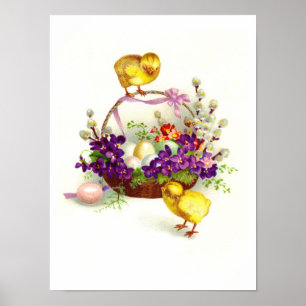 Osterküken und Eier Poster