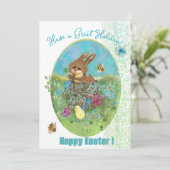 Osterküken und Ferienwohnungskarte Feiertagskarte (Stehend Vorderseite)