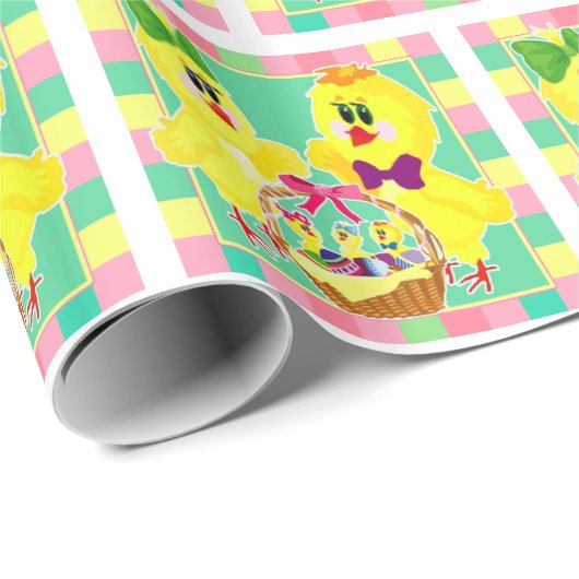 Osterküken und -körbe von Küken und Eiern Geschenkpapier (Rolleneckpunkt)