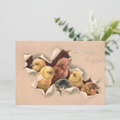 Osterküken Vintages Ostern Feiertagskarte (Stehend Vorderseite)