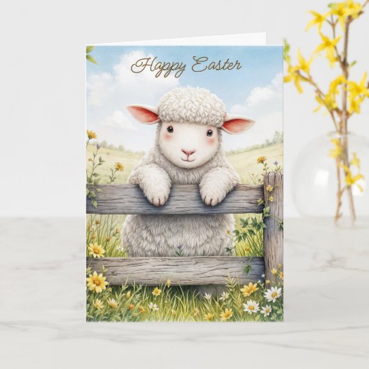 Osterlamm auf Bauernhof Karte (Gelbe Blume)