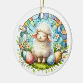 Osterlamm aus festem Glas Keramik Ornament (Links)