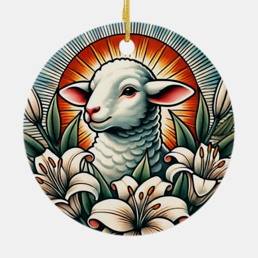 Osterlamm Keramik Ornament (Hinten)