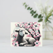 Osterlamm und Dogwood Postkarte (Stehend Vorderseite)