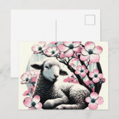 Osterlamm und Dogwood Postkarte (Vorne/Hinten)