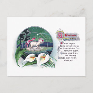 Osterlamm und weiße Lilien Vintage Ostern Feiertagspostkarte