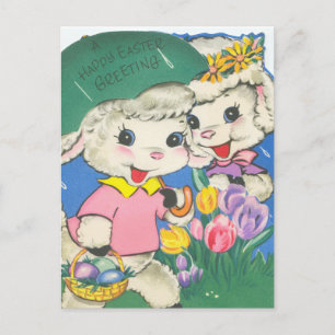 Osterlämmer im Vintage-Stil Postkarte
