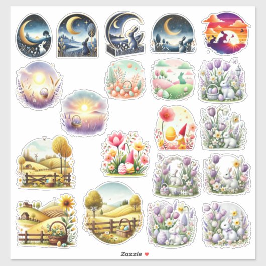 Osterlandschaften Aufkleber (Blatt)