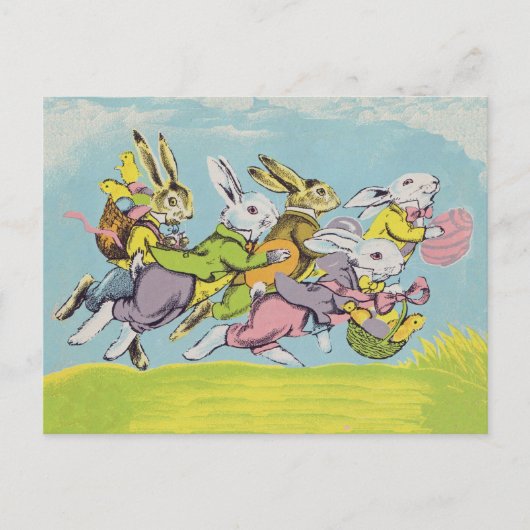 Osterläufer in Pastellkaninchen Feiertagspostkarte (Vorderseite)