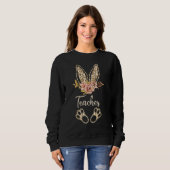 Osterlehrer Niedlich Bunny Leopard Print School Os Sweatshirt (Vorne ganz)