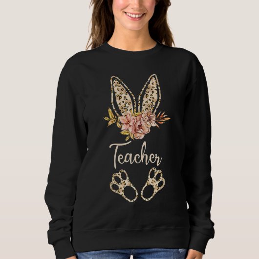 Osterlehrer Niedlich Bunny Leopard Print School Os Sweatshirt (Vorderseite)