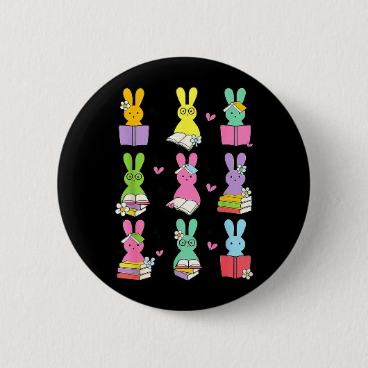 Osterlektüre-Hasen-Lehrerin Buchliebhaber Hase Button (Vorderseite)
