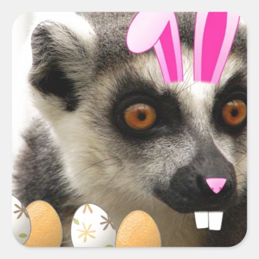Osterlemur Quadratischer Aufkleber (Vorderseite)