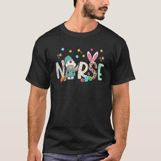 Osterleopard Dekoration Bunny Ears Nurse Gnome Hap T-Shirt (Vorderseite)