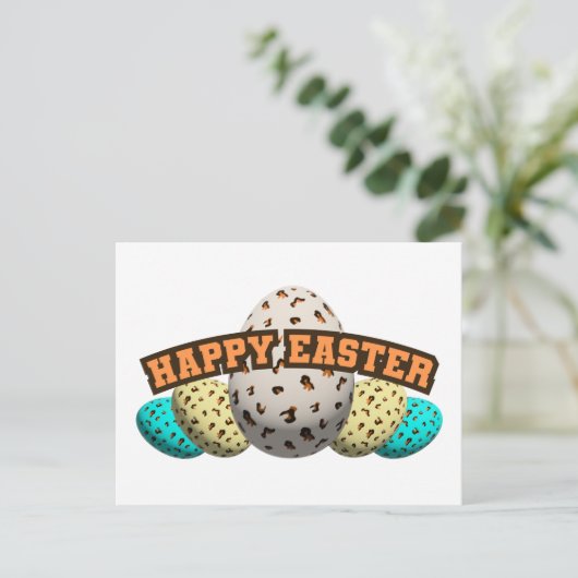 Osterleopard gemustert postkarte (Stehend Vorderseite)