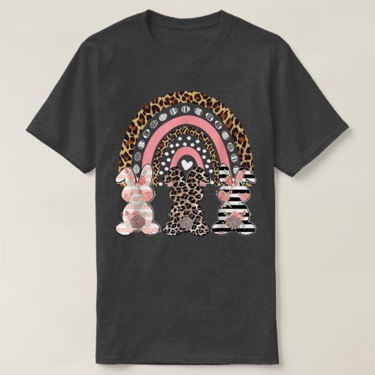 Osterleopard Rainbow Bunny Rabbit Palm Sunday Gi T-Shirt (Design vorne)