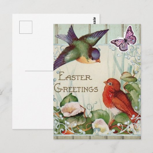 Osterliche Frühlingsgrüße vintage Postkarte (Vorne/Hinten)