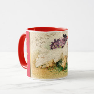 Osterliche Vintage-Henne mit Küken Tasse