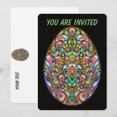 Österliches-Ei-Psychedelisches-Design Kinder Bio T Einladung (Vorne/Hinten)