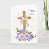 OsterLila Kreuz Christliche Blume Feiertagskarte (Vorderseite)