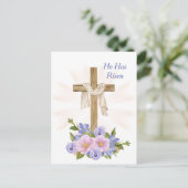 OsterLila Kreuz Christliche Blume Feiertagspostkarte (Stehend Vorderseite)