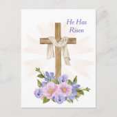 OsterLila Kreuz Christliche Blume Feiertagspostkarte (Vorderseite)