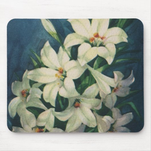 Osterlilie-Blume, Vintage Osterlilien Mousepad (Vorne)