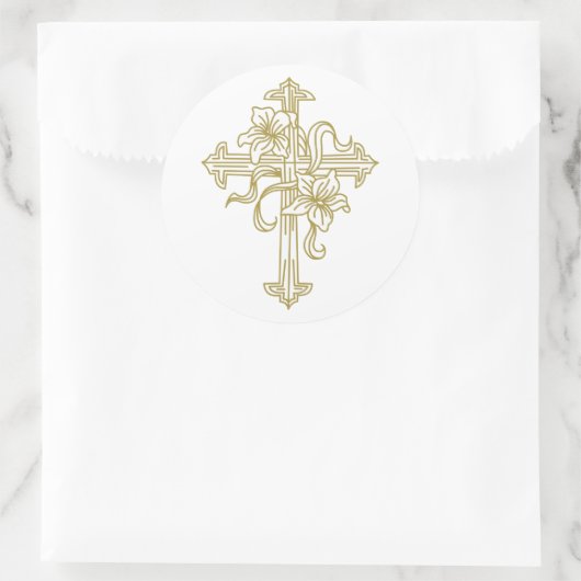 Osterlilie Kreuz Runder Aufkleber (Tasche)