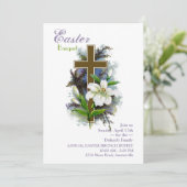 Osterlilie u. Kreuz-Einladung Einladung (Stehend Vorderseite)