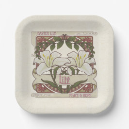 Osterlilie: Vintage Stilgestaltung Frieden Hoffnun Pappteller