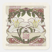 Osterlilie: Vintage Stilgestaltung Frieden Hoffnun Quadratischer Aufkleber (Vorderseite)