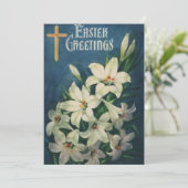 Osterlilien-Blume, Vintager religiöser Ostern Feiertagskarte (Stehend Vorderseite)