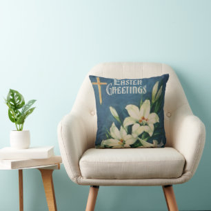 Osterlilien-Blume, Vintager religiöser Ostern Kissen