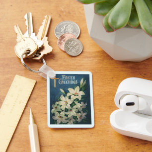 Osterlilien-Blume, Vintager religiöser Ostern Schlüsselanhänger