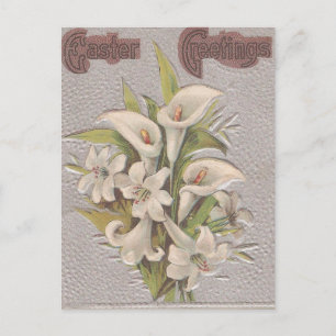 Osterlilien im Vintage-Stil Feiertagspostkarte