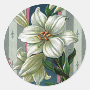 Osterlilien im Vintage-Stil Runder Aufkleber