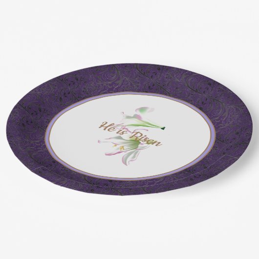 Osterlilien-Papier-Teller wird er gestiegen Pappteller (Schrägansicht)