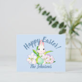 Osterlilies & Sweet Bunnies Postkarte (Stehend Vorderseite)