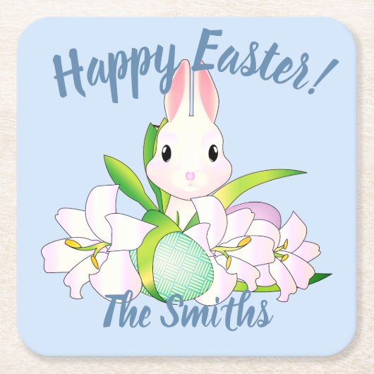 Osterlilies & Sweet Bunnies Rechteckiger Pappuntersetzer (Vorderseite)