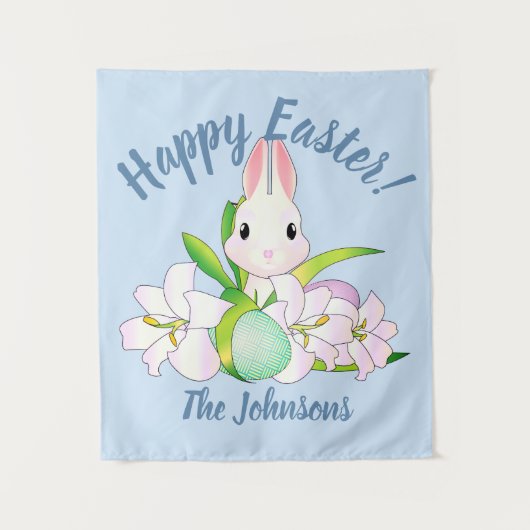 Osterlilies & Sweet Bunnies Wandteppich (Vorderseite)