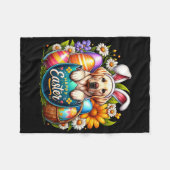 Ostermalinois-Welpe Florales Ostern Farbige Eier Fleecedecke (Vorderseite (Horizontal))