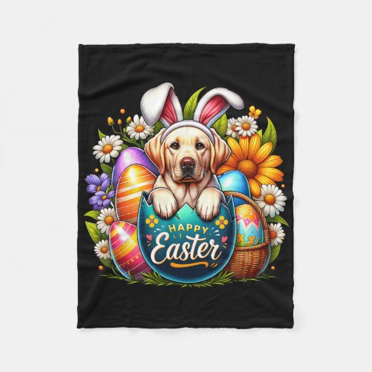 Ostermalinois-Welpe Florales Ostern Farbige Eier Fleecedecke (Vorderseite)